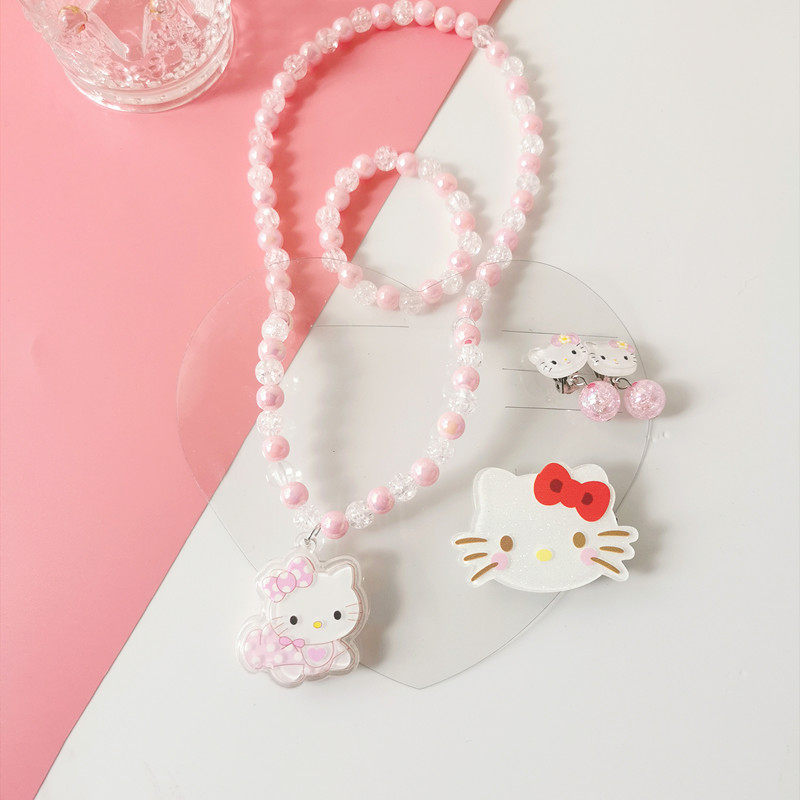 Ожерелье 六一儿童节礼物项链首饰套装戒指女童生日冰雪公主耳夹无耳洞手链 OTHER