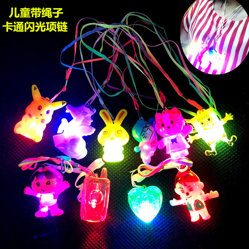 Colorful glitter pendant luminous cartoon necklace jewelry ground push gift girl glitter luminous necklace jewelry