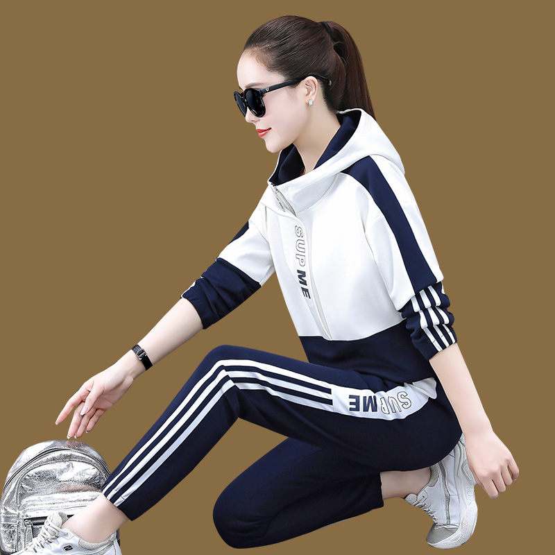 Tide brand CVY sports suit women's spring wear 2022 new hooded shrink pants sweatshirt casual wear running two-piece set