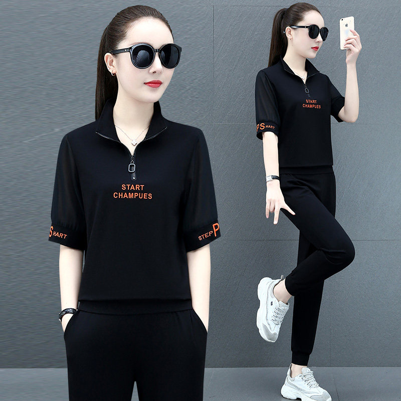 Tide Card CVY Sports Suit Women 2022 Summer New Korean Version Fashion Short Sleeve Running Loose Casual Two-piece Style