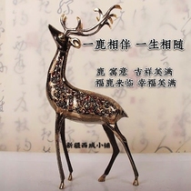 Eurostyle pure copper home pendulum pieces Decorative Creative Handicrafts A Couple Deer Furnishing Wedding Gift Ornaments