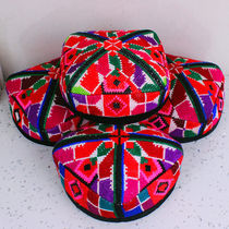 Xinjiang Dance Uyghur Ethnic Minority Head Accessories Hats Four Corner Hats With Braid Hat Childrens Small Flower Caps