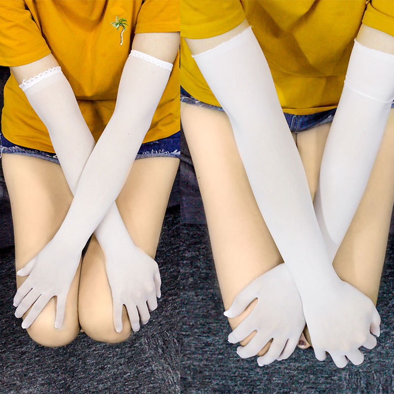 Thin Five Fingers Silk Stocking Gloves Cd Changing Dress Fake Pussy Supplies Women's Clothes Big Guy Cos Clothes Anti Seduces Long Version Transparent Male