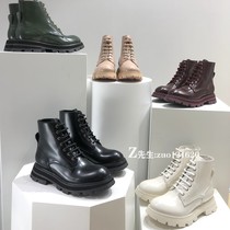 McKunda Bear Martin Boots Female 2021 New English Boots Lace Short Boots Womens thick soled spring and autumn single boots