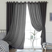Curtains shading and heat insulation black and white plaid Nordic simple bedroom living room ins sunscreen floating curtains 2020 new