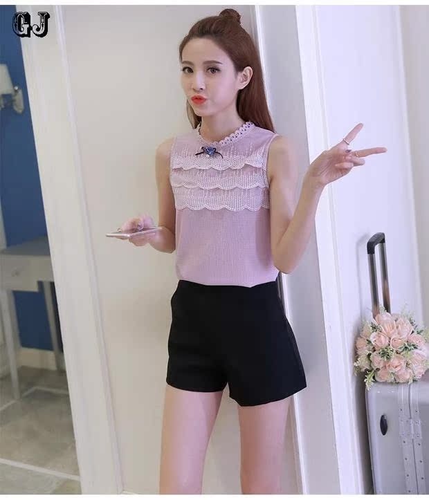 Áo sơ mi voan tay mùa hè 2018 Han Fan Li cổ áo ren thêu áo sơ mi chạm đáy sơ mi trắng