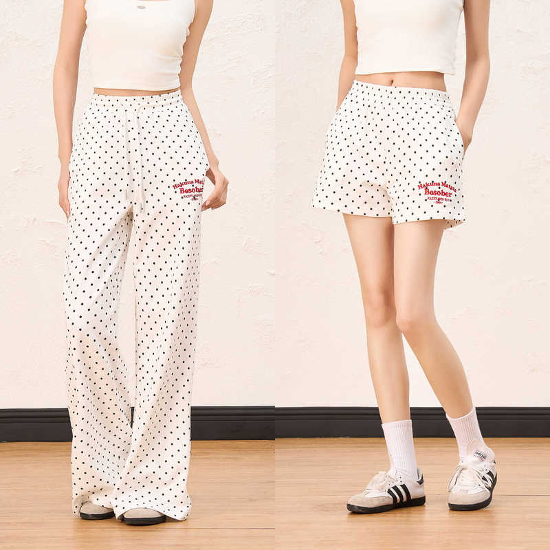 Besober Original Polka Dot Letter Embroidered Sports Shorts and Sweatpants for Women, Loose, Slimming, Casual, Lazy Style Long Pants