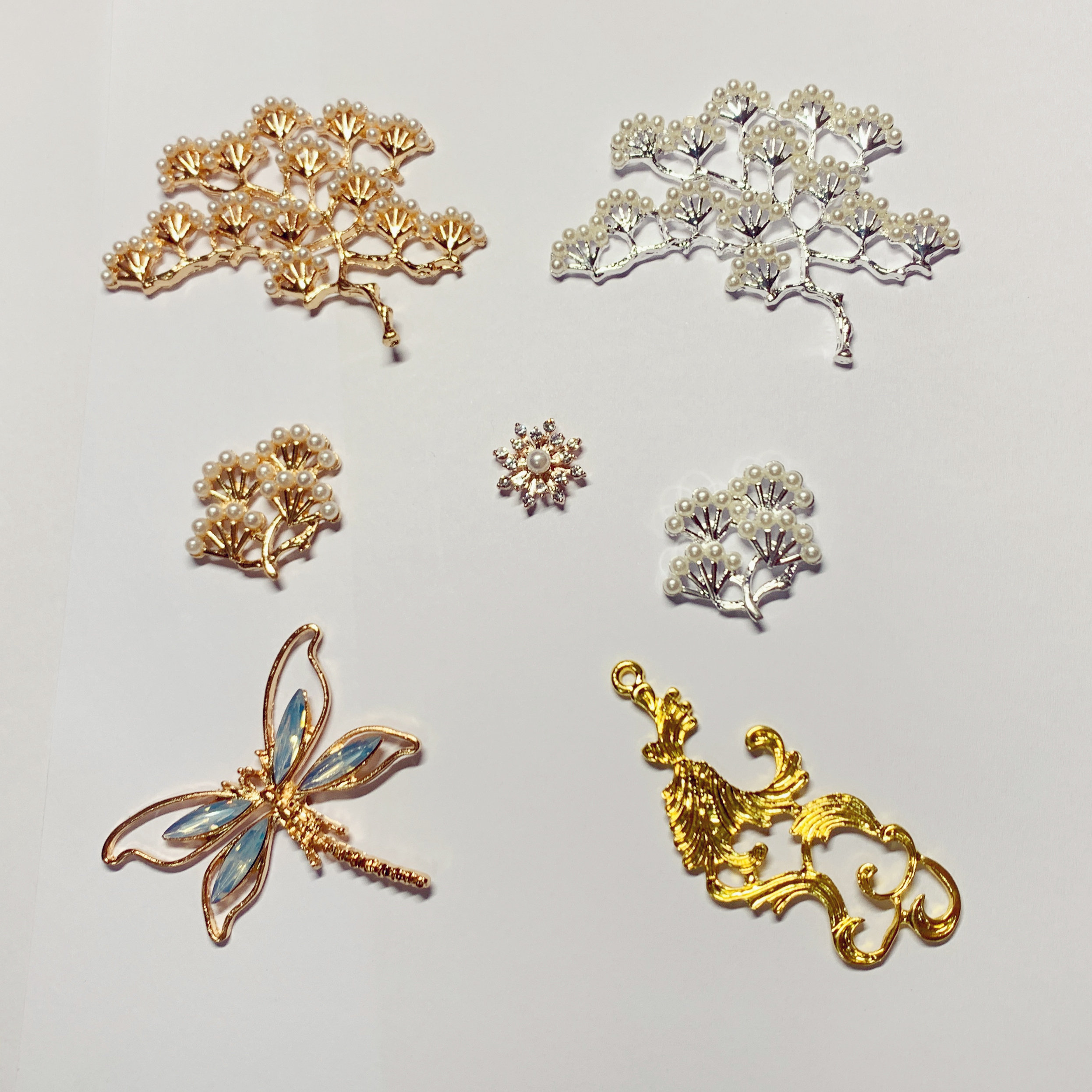 Ancient style group fan Happy fan Jewelry accessories DIY material bag Earrings Crown Alloy accessories Hairpin fan Bridal tassel