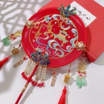 Chinese Festive Fan Show and Embroidery Group Fan Bridal Wedding Fan High-end Hanfu Ancient Wind Finished Diy Material Bag