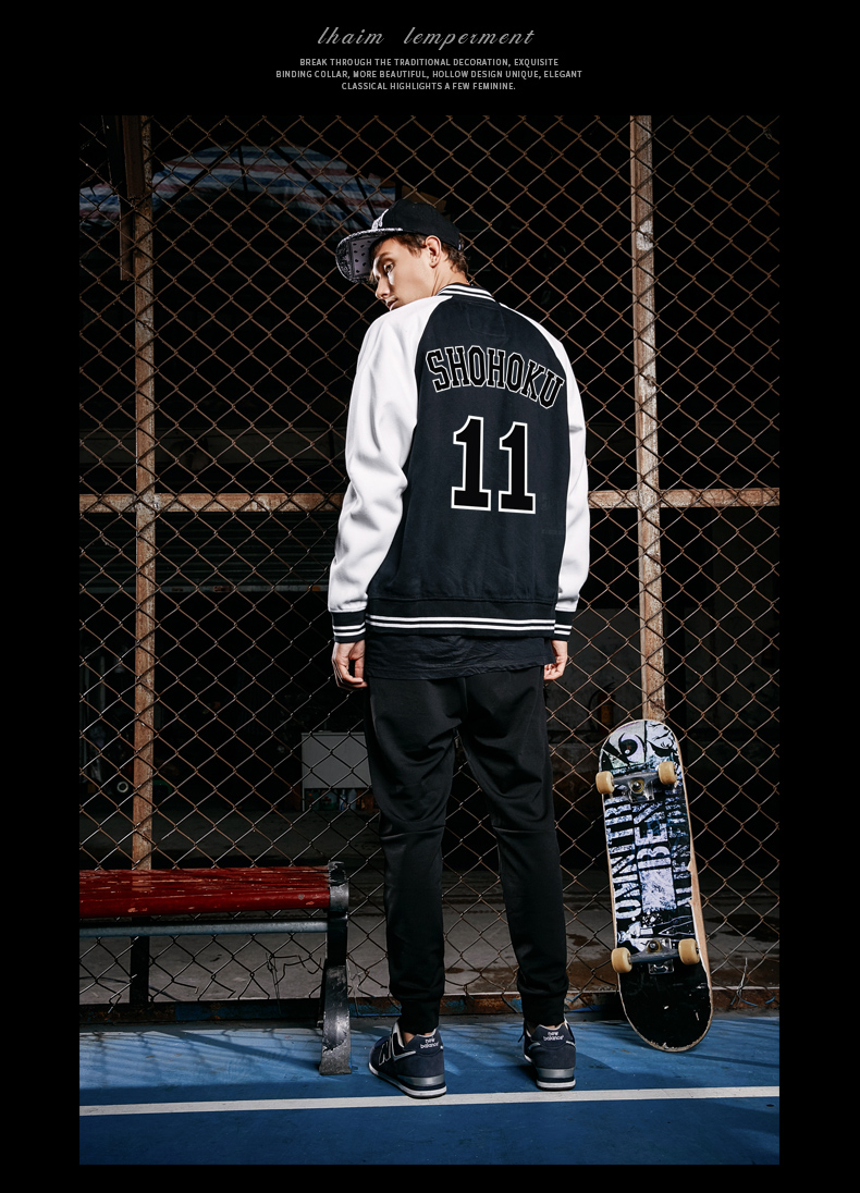 Kimura Sanshe anime slam dunk jacket nam áo len thanh niên áo len đồng phục bóng chày cộng với quần áo nhung thủy triều áo len dài tay