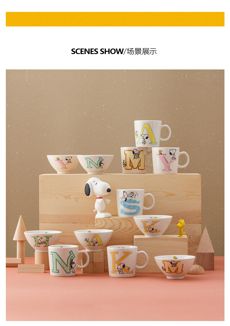 - into a SNOOPY SNOOPY cartoon ceramic bowl keller cup Japan imported American hat to bowl