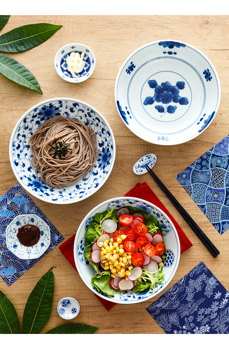 Blue winds don deep dish 0 home dinner plate imported from Japan, the circular soup plate under the glaze color Blue and white ceramic plate