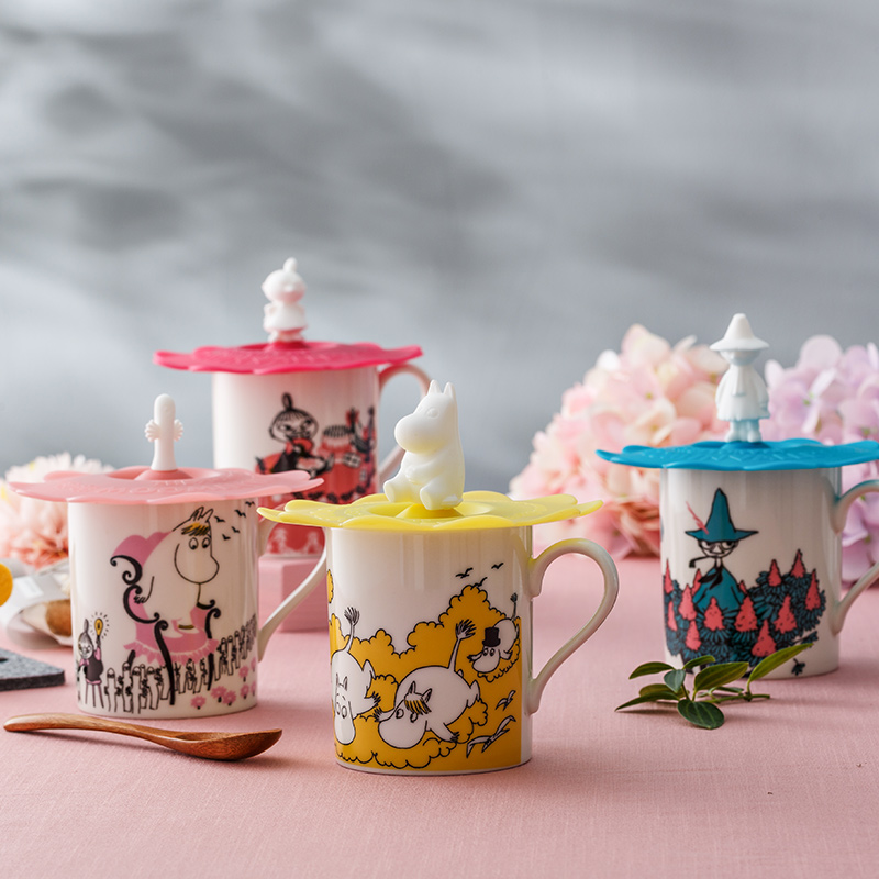 Domestic cartoon express Moomin Moomin ceramic cup with cover cup water containing silicone lid keller cup