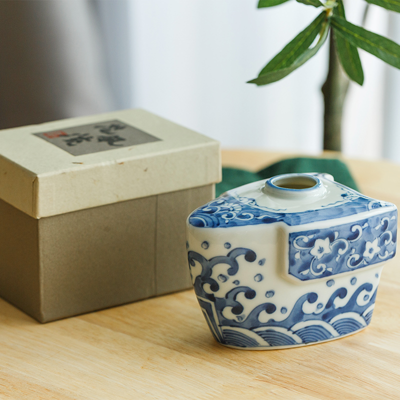 Japanese kaiseki qinghai wave hand - made ceramic vase furnishing articles Japanese living room table dry flowers in the vase