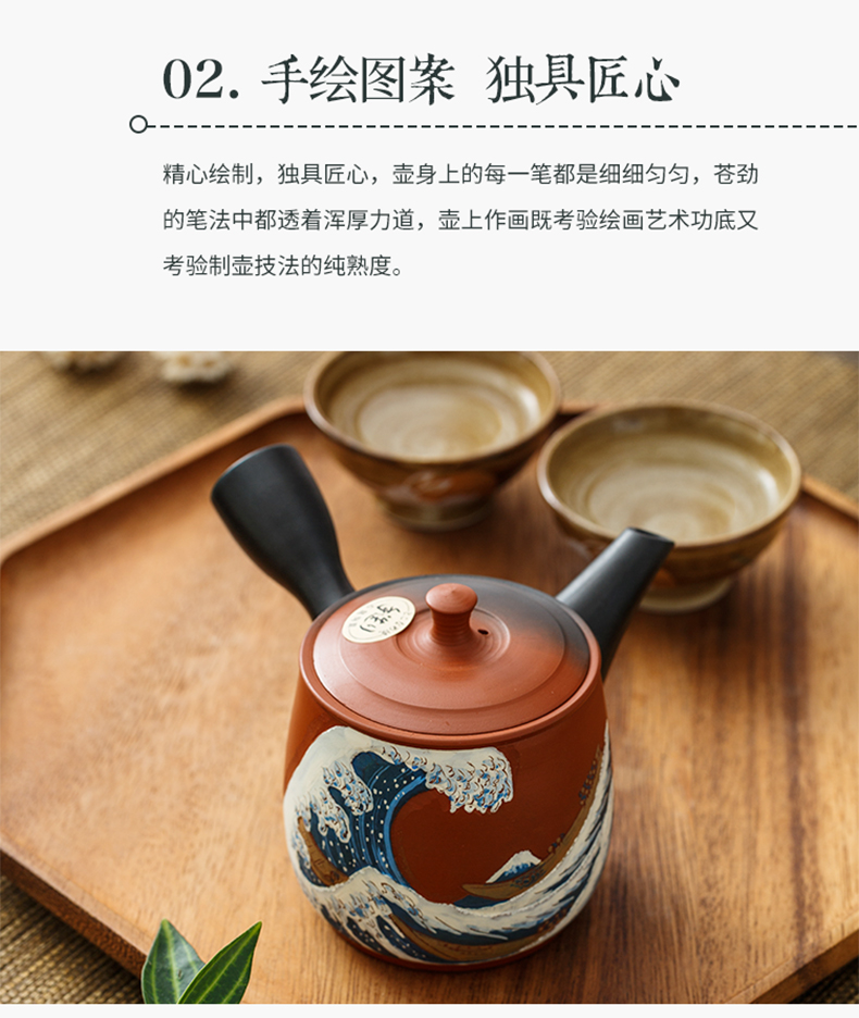 Japan, slippery burned hand little teapot shilong famous corrugated Japanese motorcycle it in qinghai teapot, imported ceramic POTS