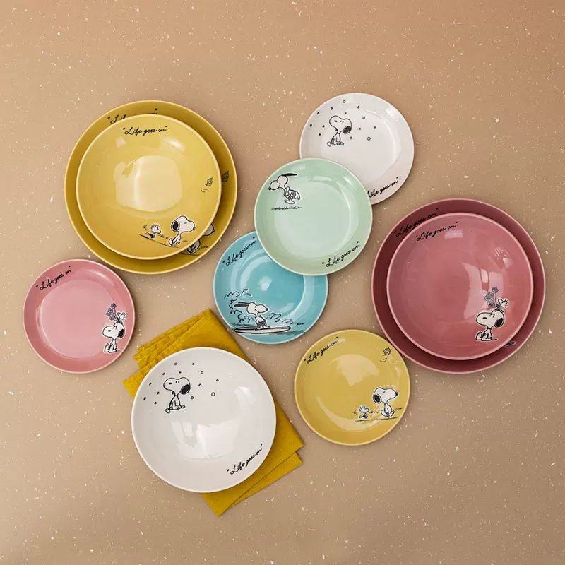 Snoopy, nuby, Japanese import set, ceramic dinner plate