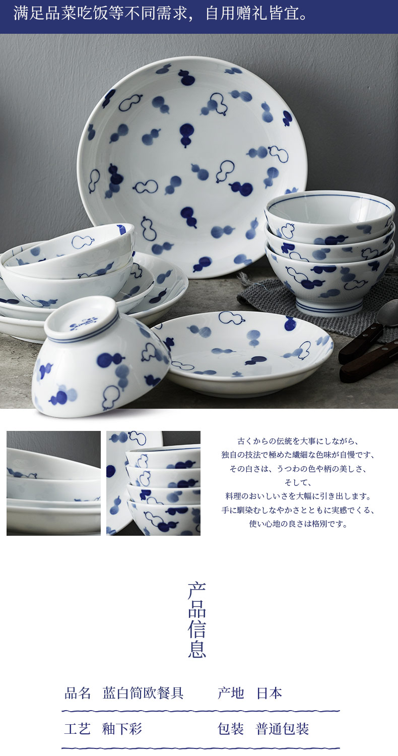 Japanese import dishes suit household European tableware dish bowl suit contracted dishes ceramic bowl 10 combination