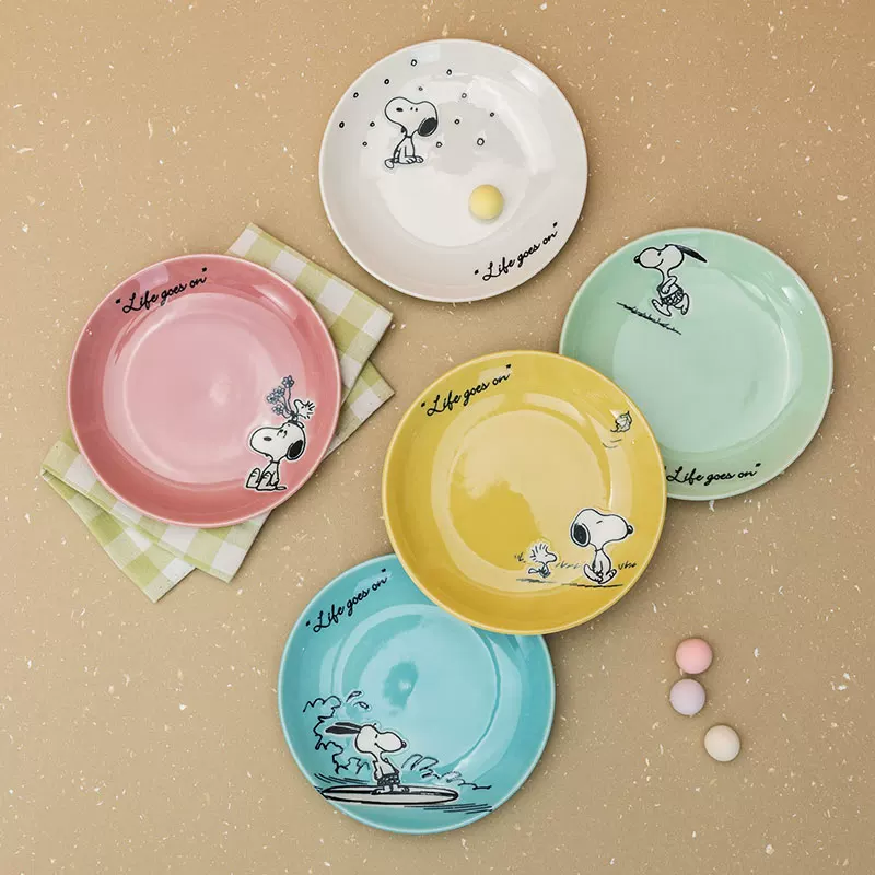 Snoopy, nuby, Japanese import set, ceramic dinner plate