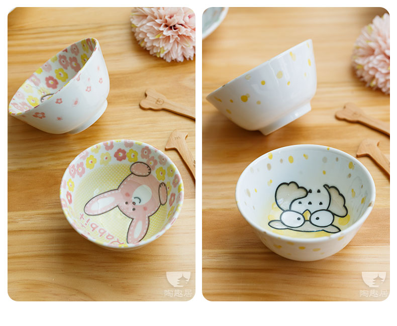 Express cartoon always home children bowl meal plate of Japan to import the ceramic glaze color children tableware to eat bread and butter