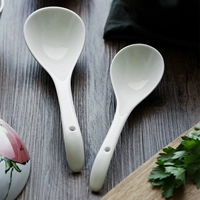 Tao Qitu Pure White Ceramics Skeleton Tablet House Long -Handle Большой нарисовой кара ложка, большая ложка ложка ложки кухонная горшка горшок