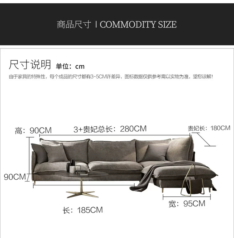 Bắc Âu hiện đại xuống vải sofa kết hợp ba góc phòng khách hình chữ L ánh sáng sang trọng Ý tối giản sofa - Ghế sô pha