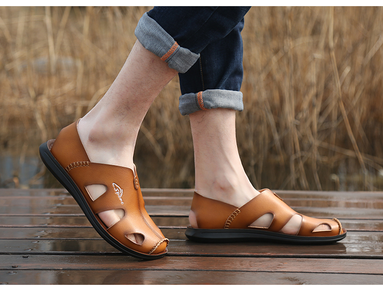 2018 người đàn ông da Hàn Quốc phiên bản của xu hướng Baotou dép của nam giới không trượt giày đế dày đế mềm dưới hai mặc dép không thấm nước
