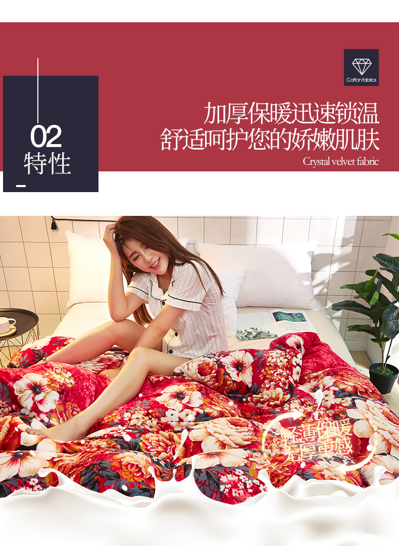 Chăn lông cừu dày bao gồm một mảnh flannel hai mặt cộng với nhung phim hoạt hình sang trọng mùa đông flannel quilt cover nữ đơn đôi 	chăn phao 5 món