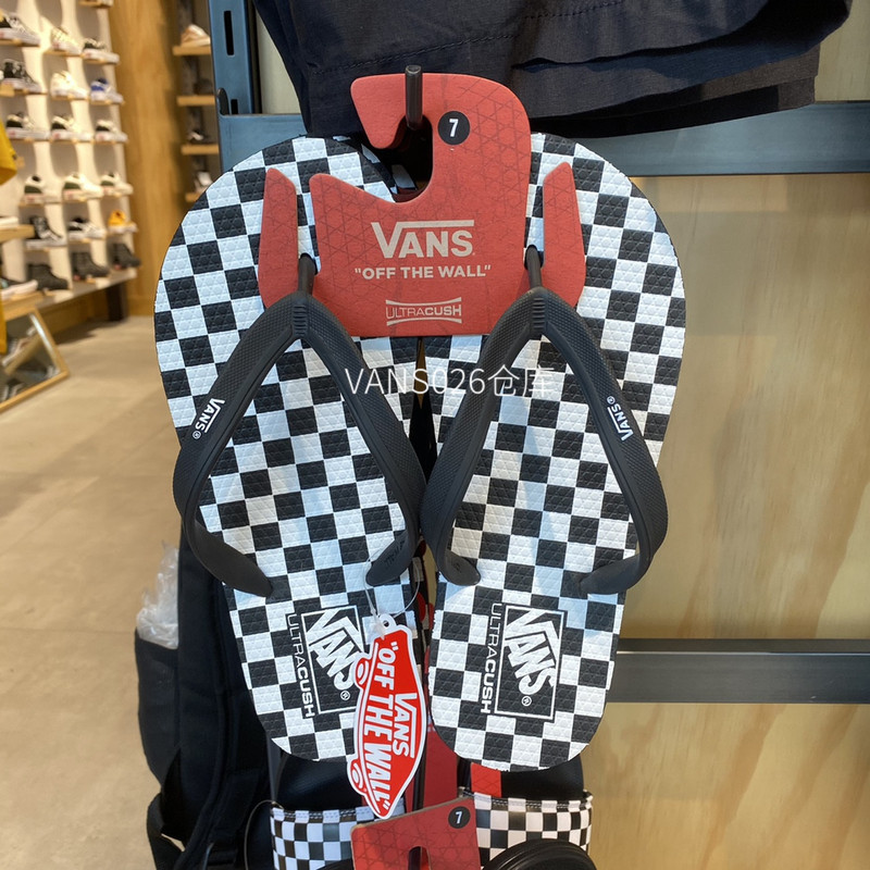 Vans Men's Summer Slippers Black and White Checkerboard Flip-Flops Beach Shoes Vn0A3Mtl5Gu