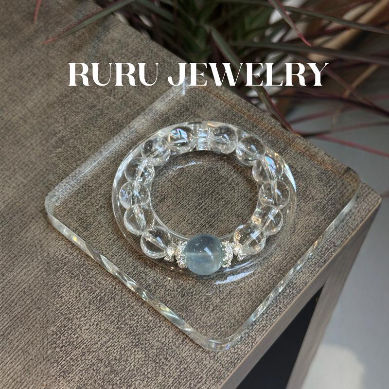 【Sea Salt Crushed Ice】Original Pure Natural Translucent High-Quality Aquamarine White Aze Bracelet Gift for Girlfriend and Couple