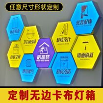 Round card cloth light box uv soft film led hexagonal billboard wall type hexagonal shaped shaped aluminum alloy frame