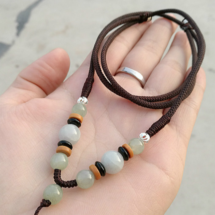 Upscale Jade pendant pendant rope pendant rope Yupei rope pendant rope male and female necklace rope hand woven rope adjustable 
