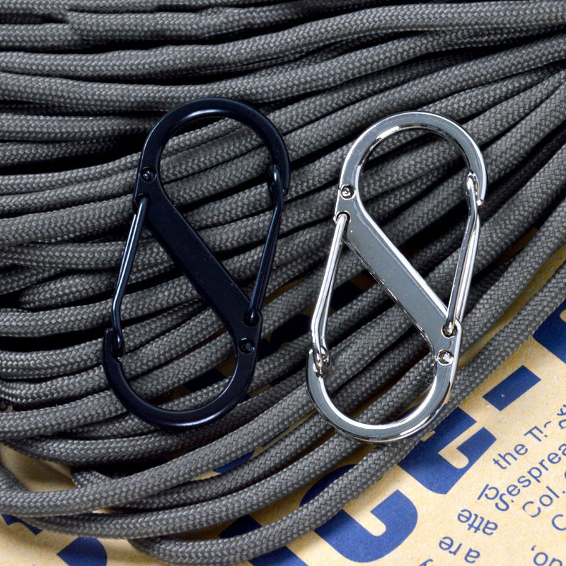Tewalker stainless steel 8 word button key black S type outdoor multifunction EDC fast hanging buckle hook bag hook Eight words