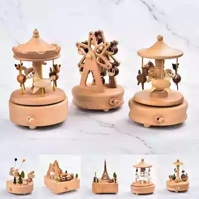 Wooden Ferris wheel rotating music box Music box Sky City birthday gift for girl girlfriend children's Christmas gift