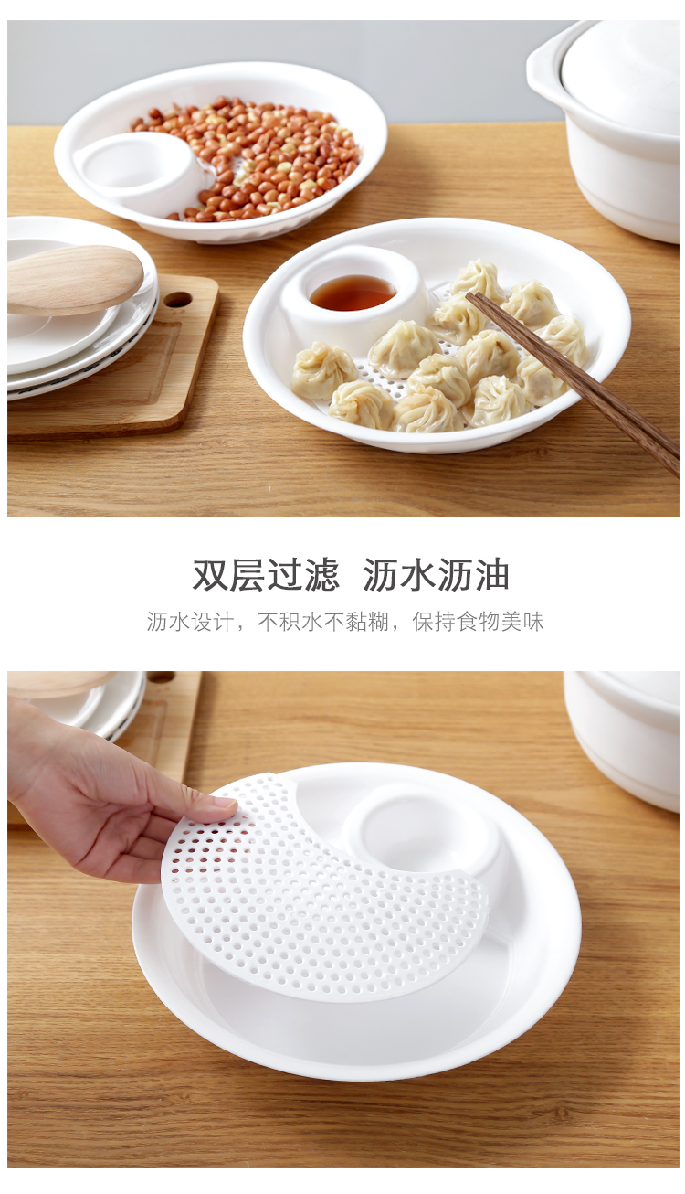 Hộ gia đình đôi bánh bao đĩa cống tấm sáng tạo bộ đồ ăn gia đình nhựa tấm tấm bánh bao tròn khay đựng đồ ăn dặm cho bé