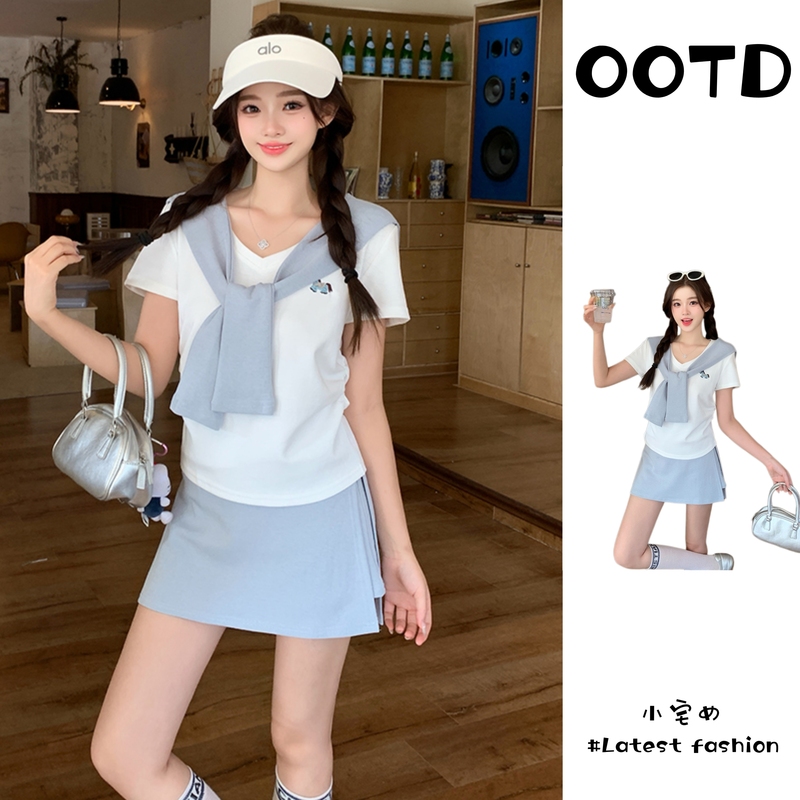 Plus-Size Women's Ultra-Slimming Casual Sports Style Outfit, 2026 Summer Wear, a Complete Set of Three Pieces with a Relaxed Feel