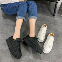 Xu Lus same style thick-soled small white shoes womens 2021 spring student flat leather casual womens sneakers muffin biscuit shoes
