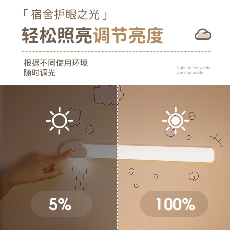 Small Light Dormitory Bed With Table Light Learning Dedicated Girl Small Night Light Unplugged Cuddly Bedroom Nordic Style