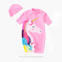 Childrens swimsuit female cute unicorn girl Baby Baby Baby child one-piece sunscreen swimming swimsuit little Princess swimwear