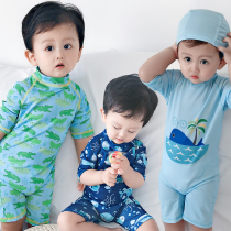 Childrens swimsuit boy conjoined baby small child child child infant student swimming trunks swimsuit suit delivery cap