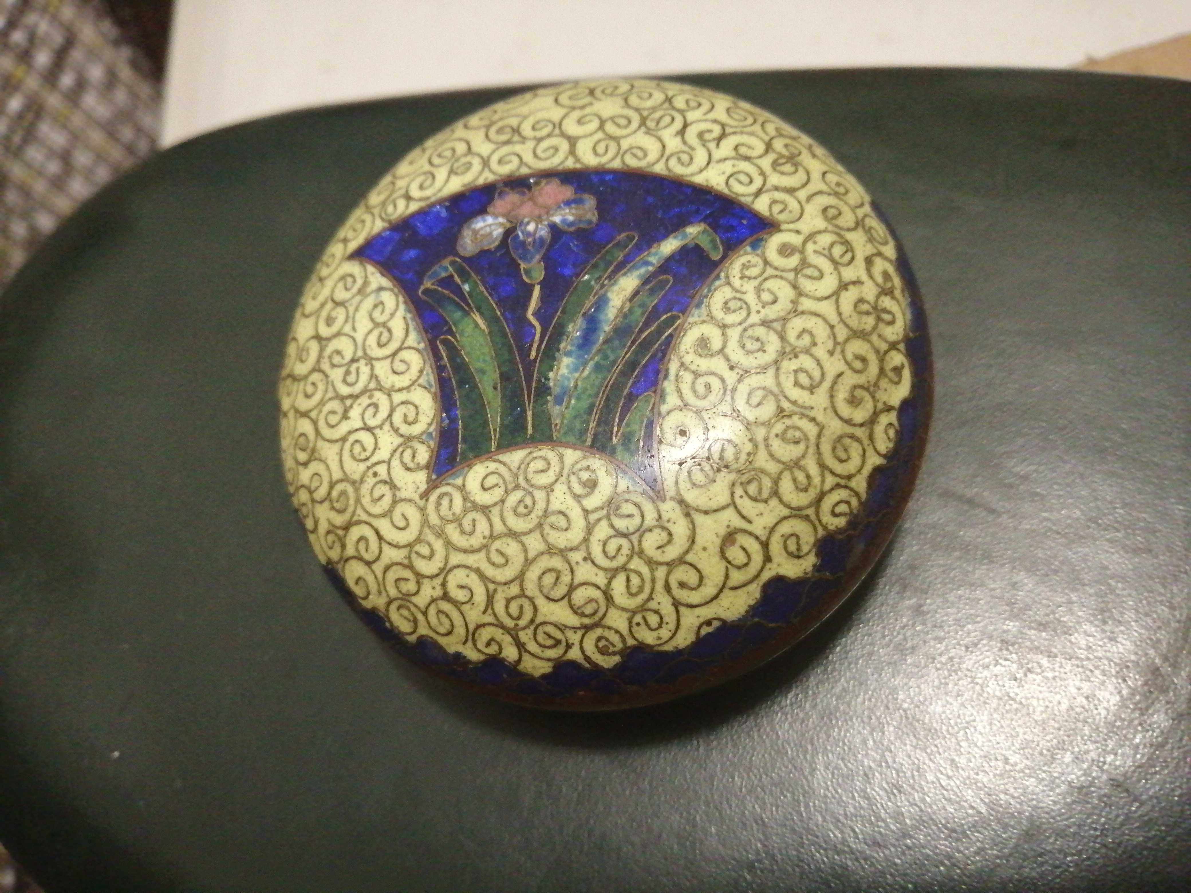 French return to China cloisonne printing mud box jewelry box cosmetic box copper tire cloisonné enamel