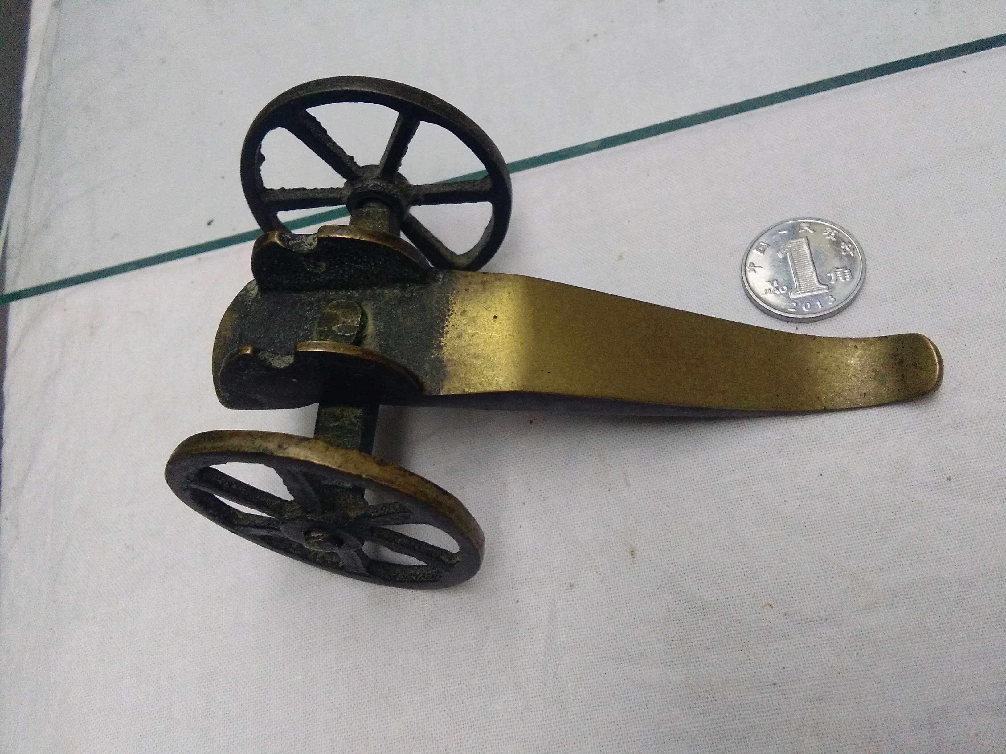 French Mini Pure Copper Cannon Carriage Ornament Cigar Holder