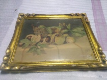 European antique Antique France 1887 chestnut still life watercolor painting