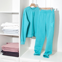 Can be split for sale leisure suit warm plus thin velvet loose pullover letter vests women's tied mouth sports pants q