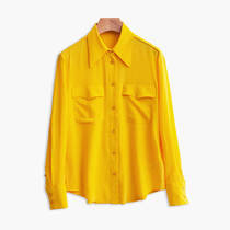 This years popular big one tip collar bright orange wash heavy crepe flap pocket long sleeve silk shirt x