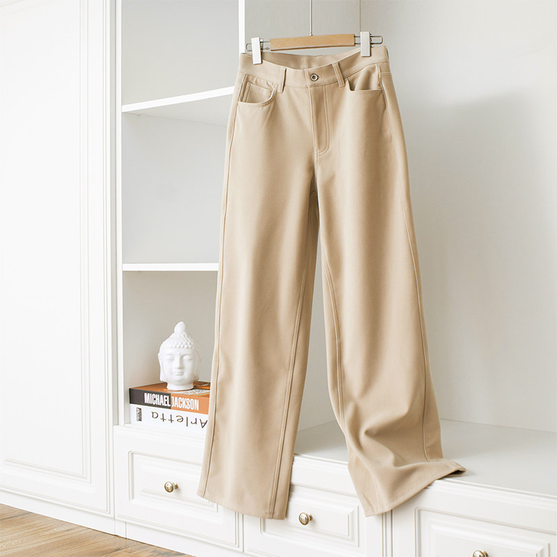 The beauty club MZ passes through the big long legs warm and pro-skin imitation fur fabric high waist straight cylinder tug pants casual long pants q