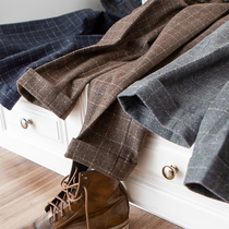 Urban yuppie style fine pair dyed woven wool pants slim tapered pants nine foot pants women autumn and winter q