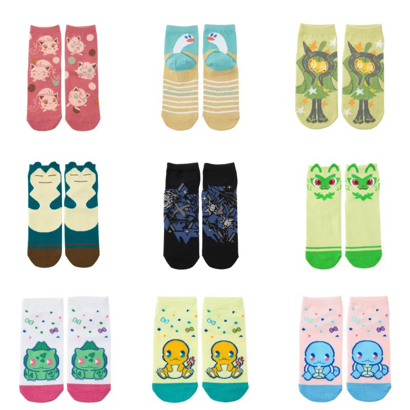 Pc Center Soda Series Bulbasaur Squirtle Charmander Kirby Socks Short Socks New Leaf Meowth Jigglypuff