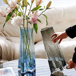 Vase Decoration for Living Room, Flower Arrangement, Light Luxury Crystal Glass Vase, Large, High-End Feel, Fresh Flowers, Hydroponic, Trendy Water Cultivation