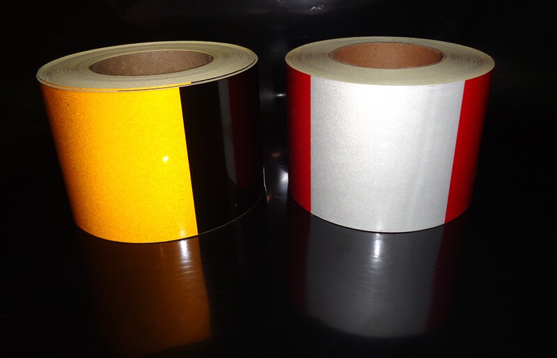 Yellow and black stripe reflective tape Red and white stripe reflective tape Road platform two-color reflective film 10cm *46m