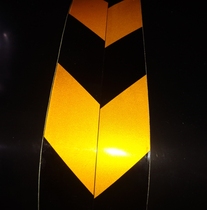 Bright yellow and black reflective warning with red and white twill left and right twill set of 2 rolls 5cm * 45 7m
